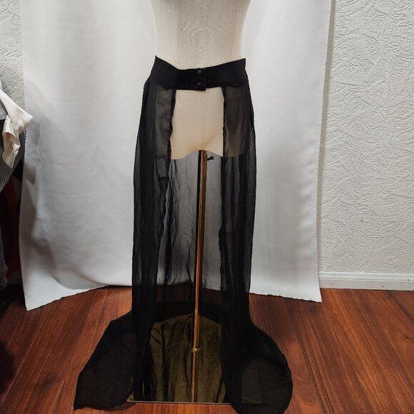Sheer Black Gothic Style Skirt cape Front Closure - Picture 1 of 2